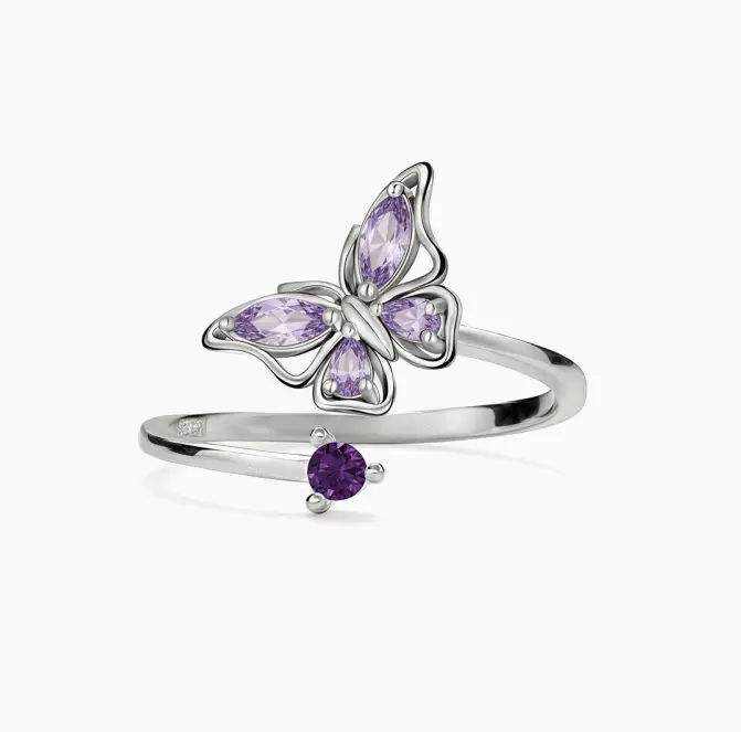 FOR MEMORIAL - THEY FLY WITH US CUSTOM BIRTHSTONE BUTTERFLY RING - Image 2