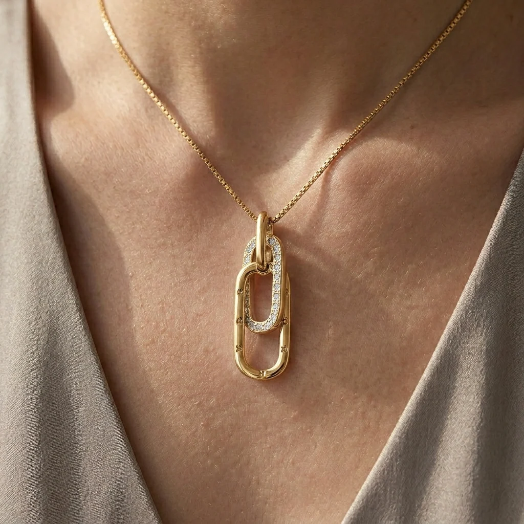 FOR UNBIOLOGICAL SISTER - WE ARE FOREVER LINKED TOGETHER INTERLOCKING NECKLACE - Image 3