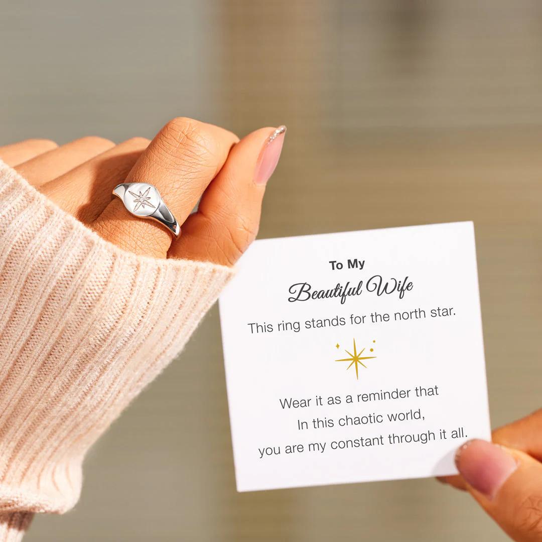 For Wife North Star Signet Ring - Image 3