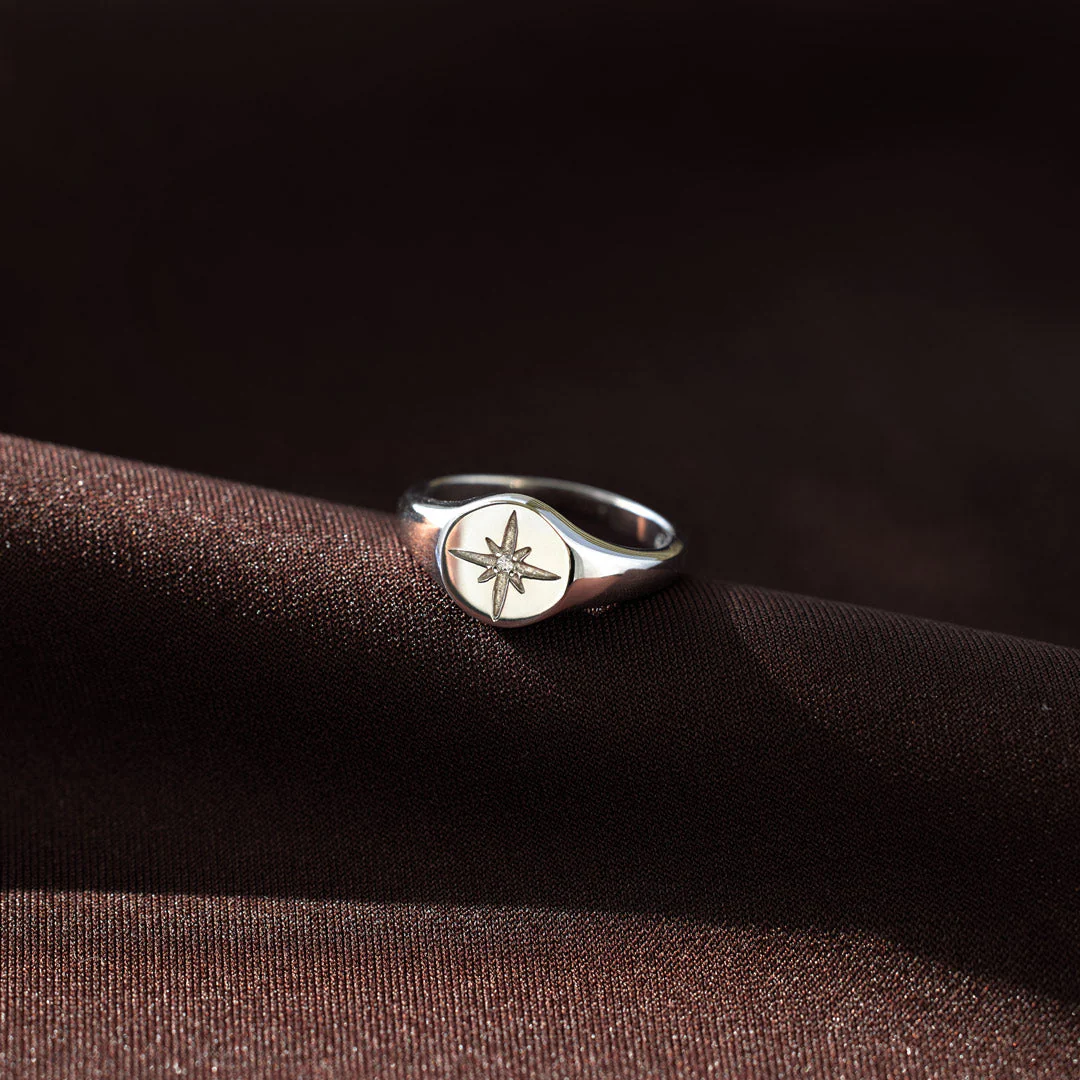 For Wife North Star Signet Ring - Image 4