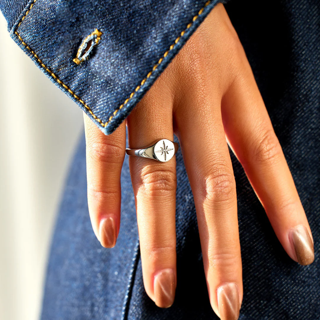 For Wife North Star Signet Ring - Image 5
