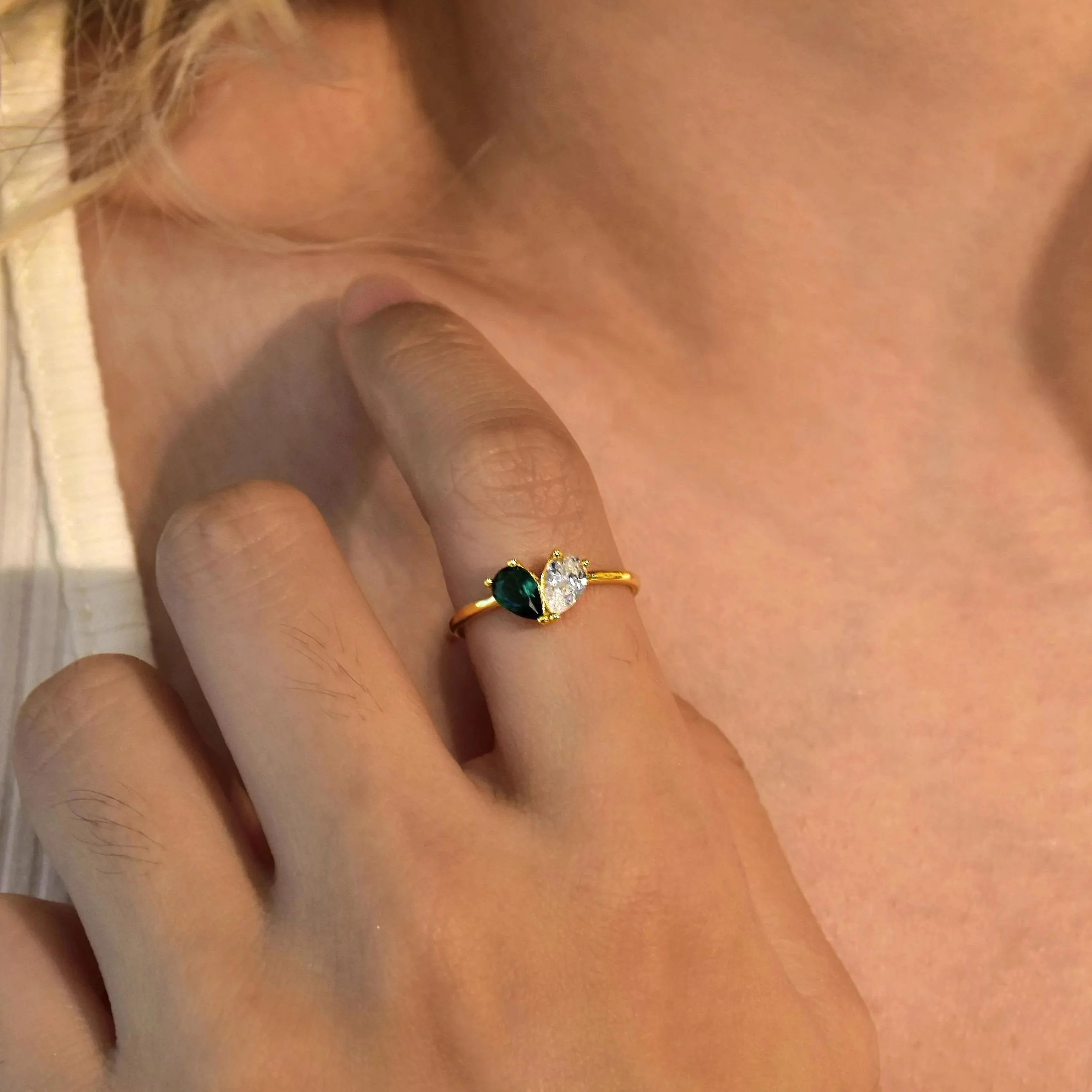 MOTHER AND DAUGHTER FOREVER LINK CUSTOM HEART BIRTHSTONE RING - Image 2