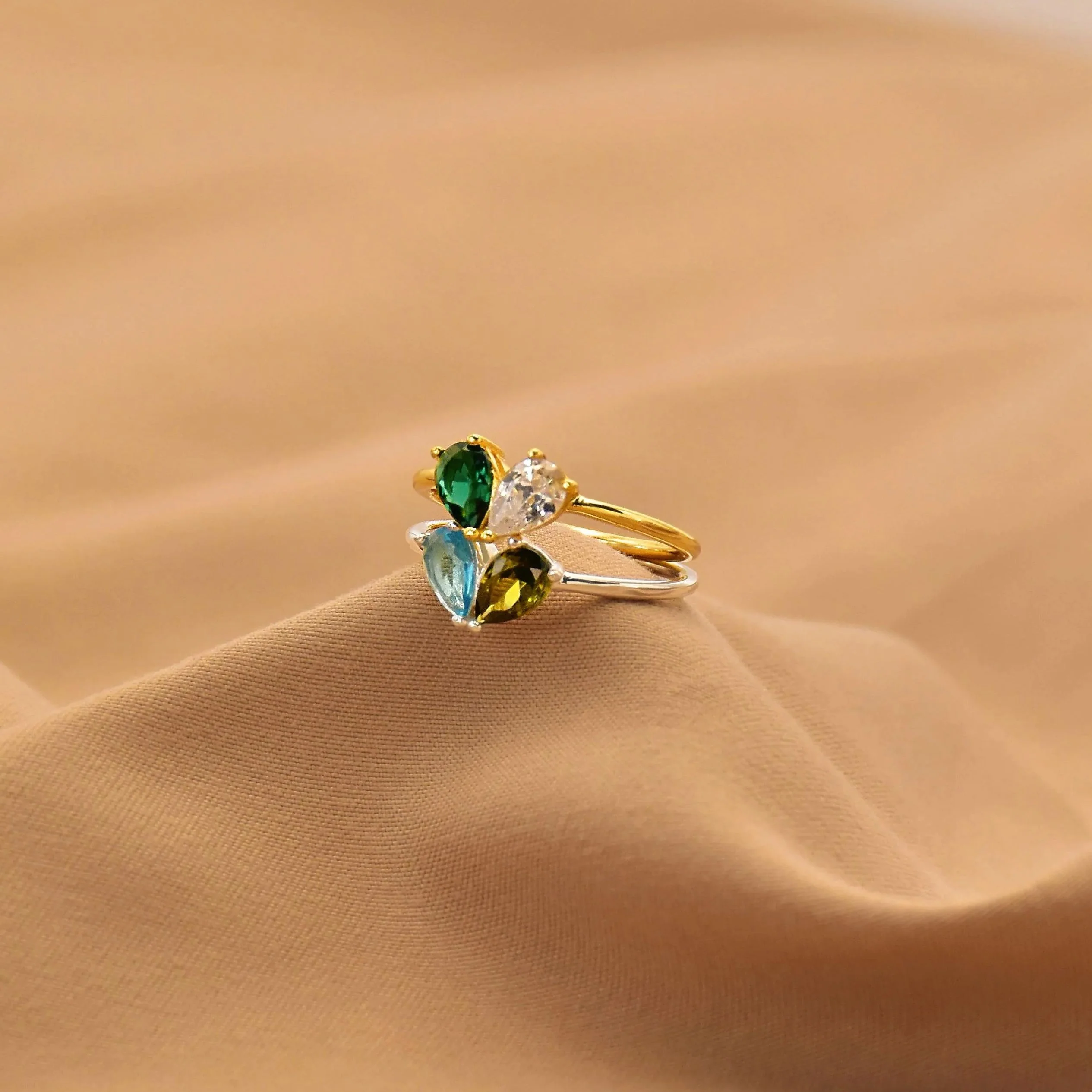 MOTHER AND DAUGHTER FOREVER LINK CUSTOM HEART BIRTHSTONE RING - Image 6