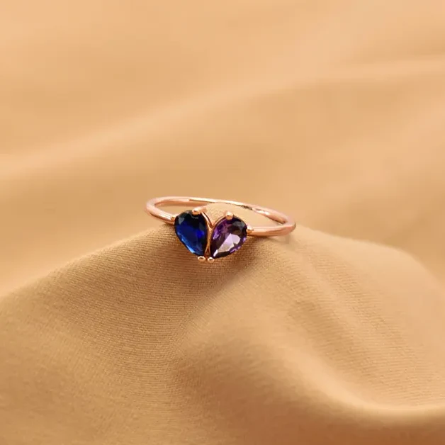 MOTHER AND DAUGHTER FOREVER LINK CUSTOM HEART BIRTHSTONE RING - Image 8