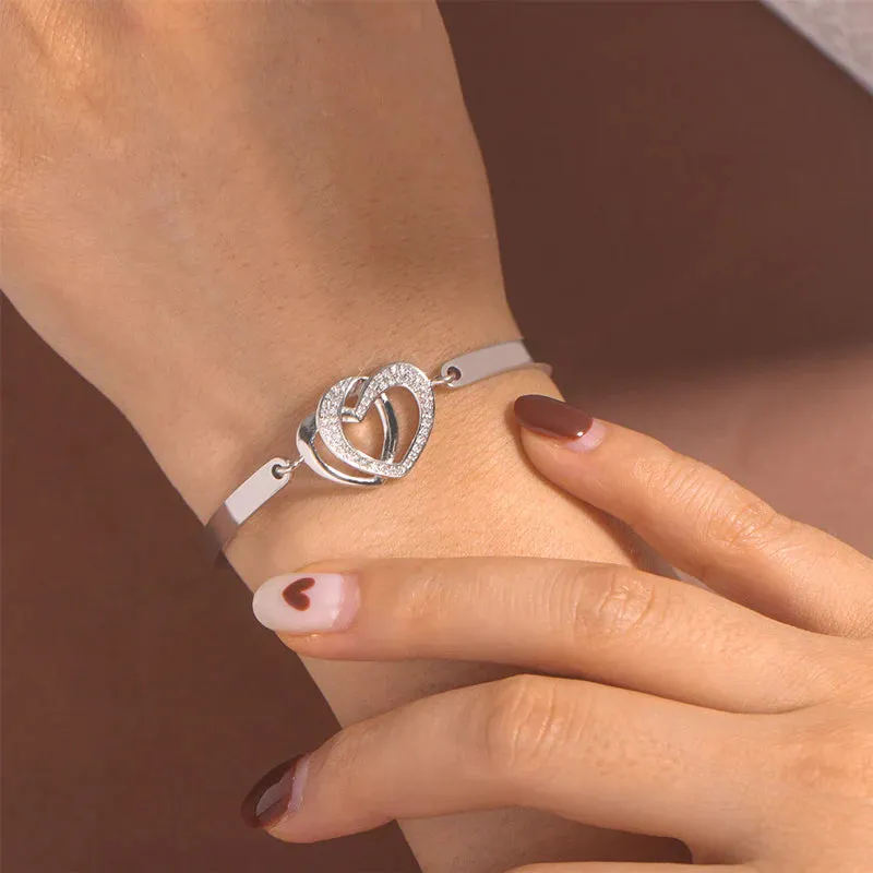 Mother & Daughter Forever Linked Together Double Heart Bracelet - Image 2