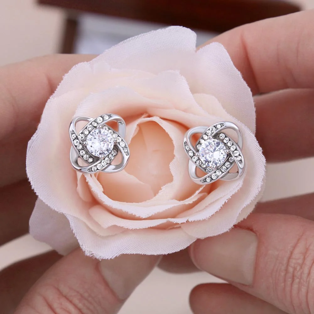 To My Beautiful Daughter - Forever Love Knot Sterling Silver Earring - Image 5