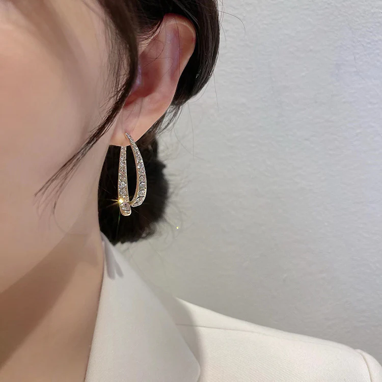 🌸French Cross Mermaid Zircon Earrings