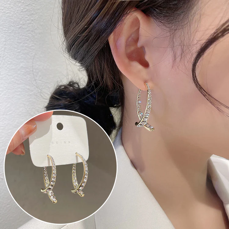 🌸French Cross Mermaid Zircon Earrings - Image 3