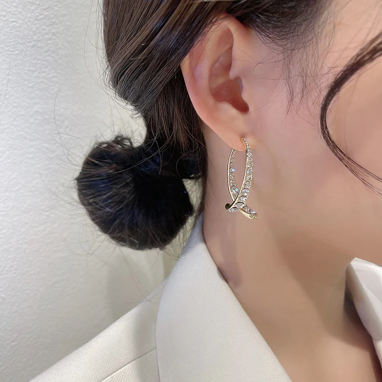 🌸French Cross Mermaid Zircon Earrings - Image 5