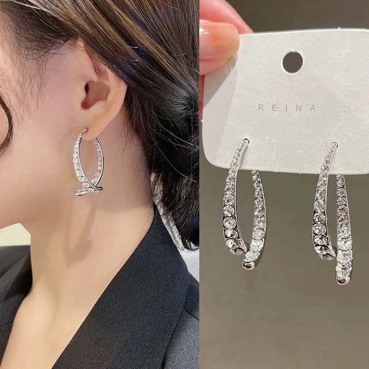 🌸French Cross Mermaid Zircon Earrings - Image 6