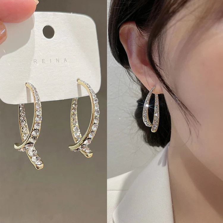 🌸French Cross Mermaid Zircon Earrings - Image 7