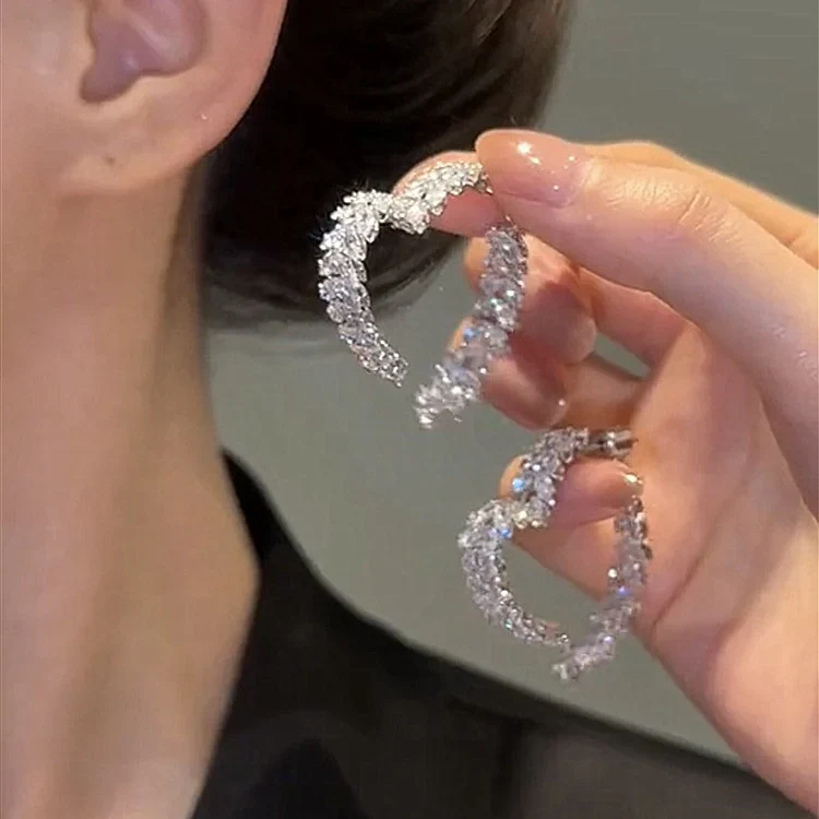 French Crystal Love Earrings - Image 2