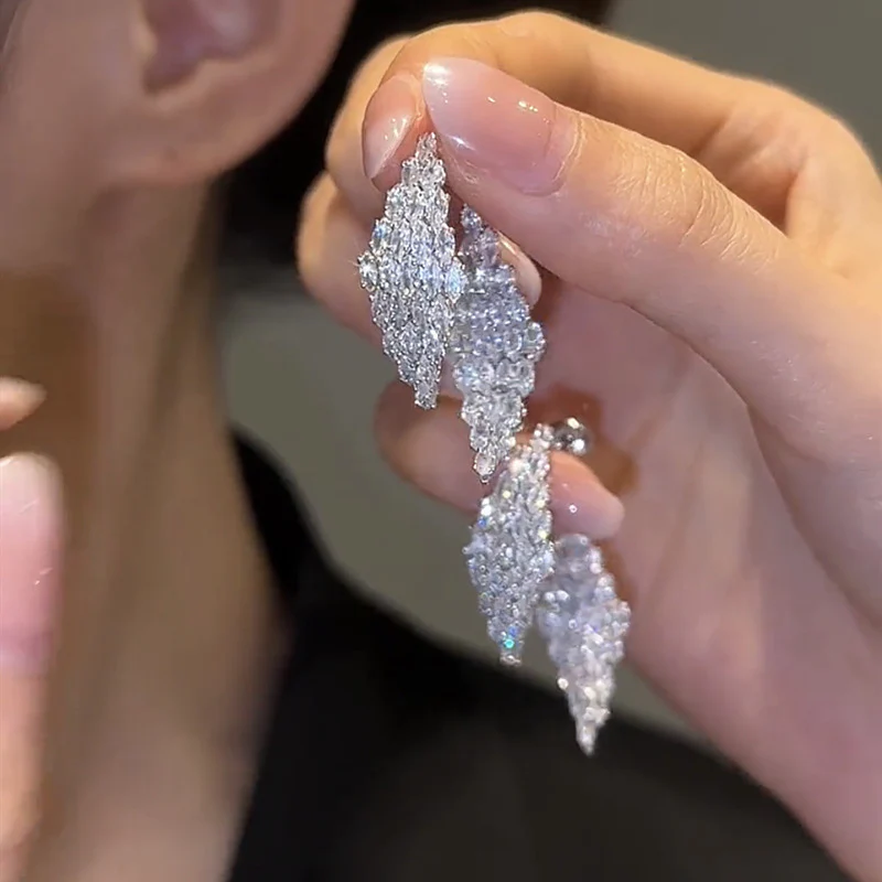 🌸French Rhombus Zircon Earrings - Image 3