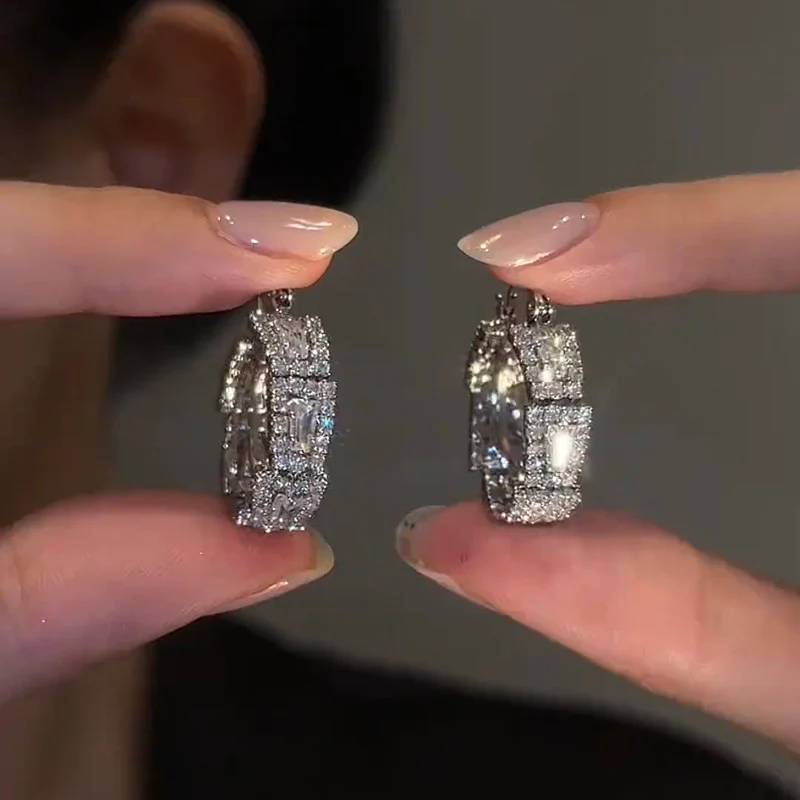 🌸French Zircon Hoop Earrings - Image 3