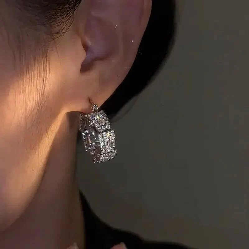🌸French Zircon Hoop Earrings - Image 4