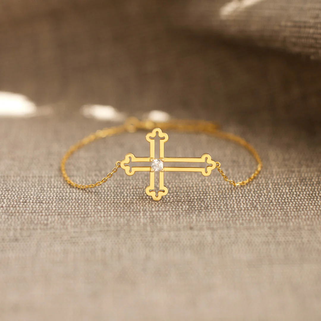 My Small Circle Of Female Friends Hollow Out Cross Bracelet - Image 4