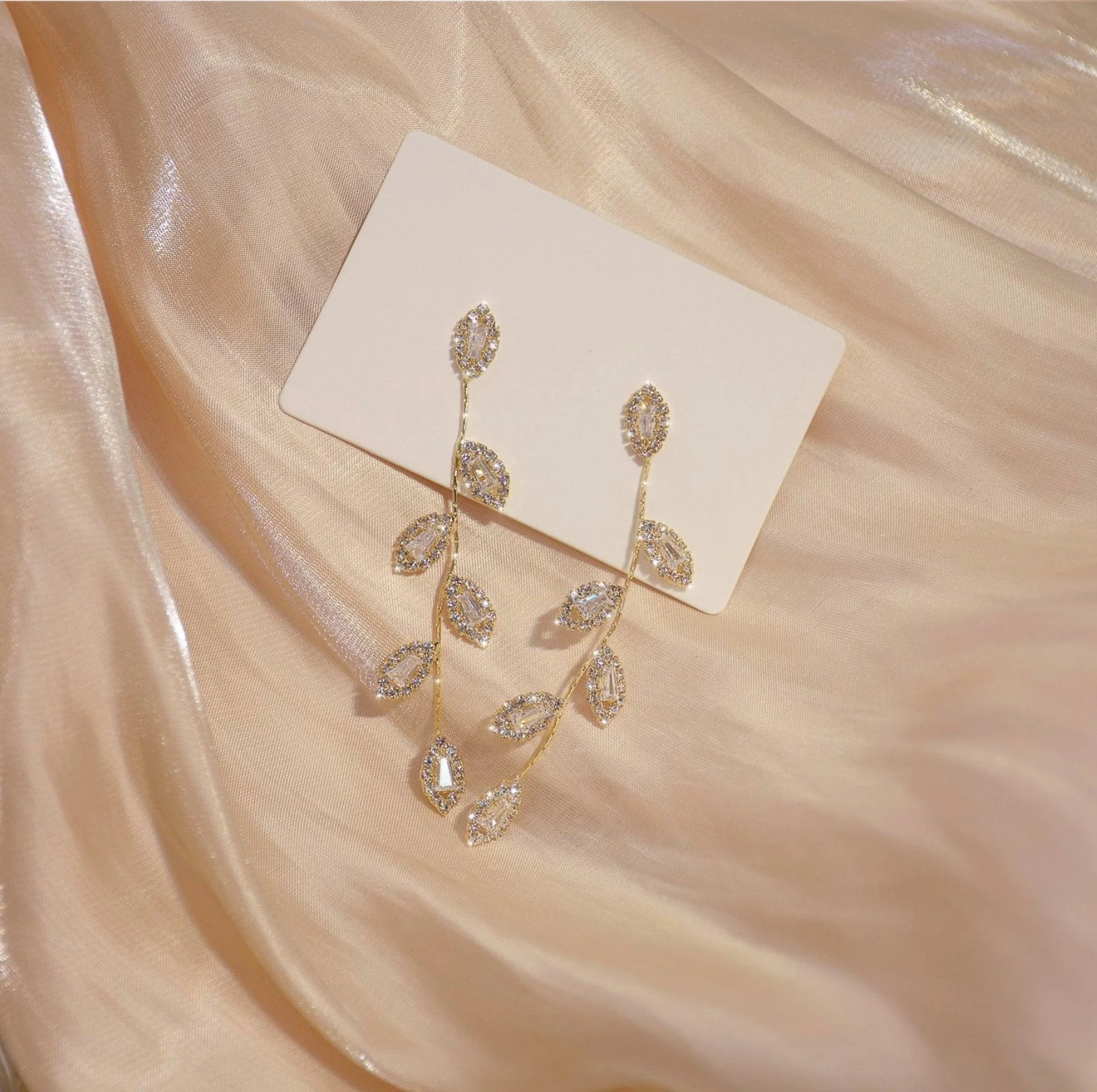 Gold Plated Crystal Vine Earrings - Image 4
