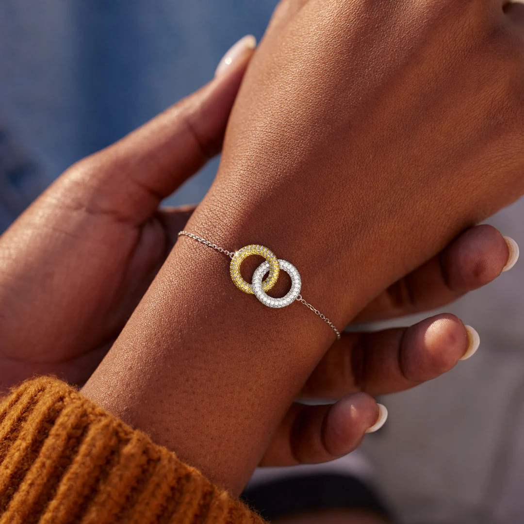 I'd Punch A Bitch For You Gold & Silver Linking Circles Bracelet - Image 6