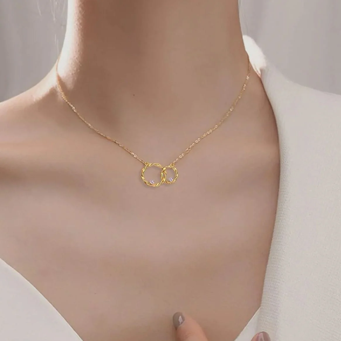 FOR MY GRANDDAUGHTER - I ALWAYS WITH YOU DOUBLE CIRCLE NECKLACE - Image 4