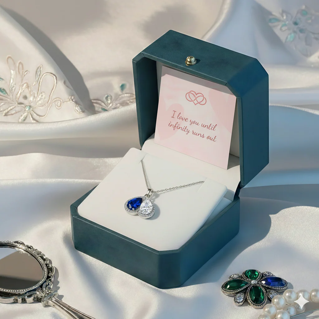 For My Granddaughter- Custom Promise Two Heart Birthstone Necklace - Image 10