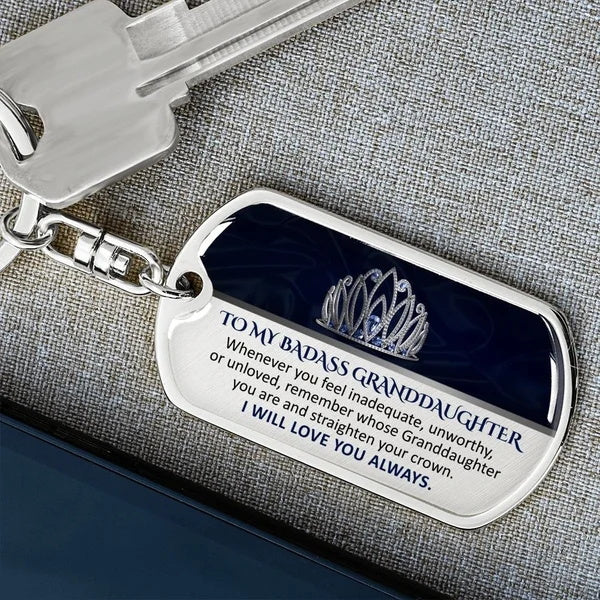 To My Badass Granddaughter - Keepsake for Granddaughter Keychain - Image 4