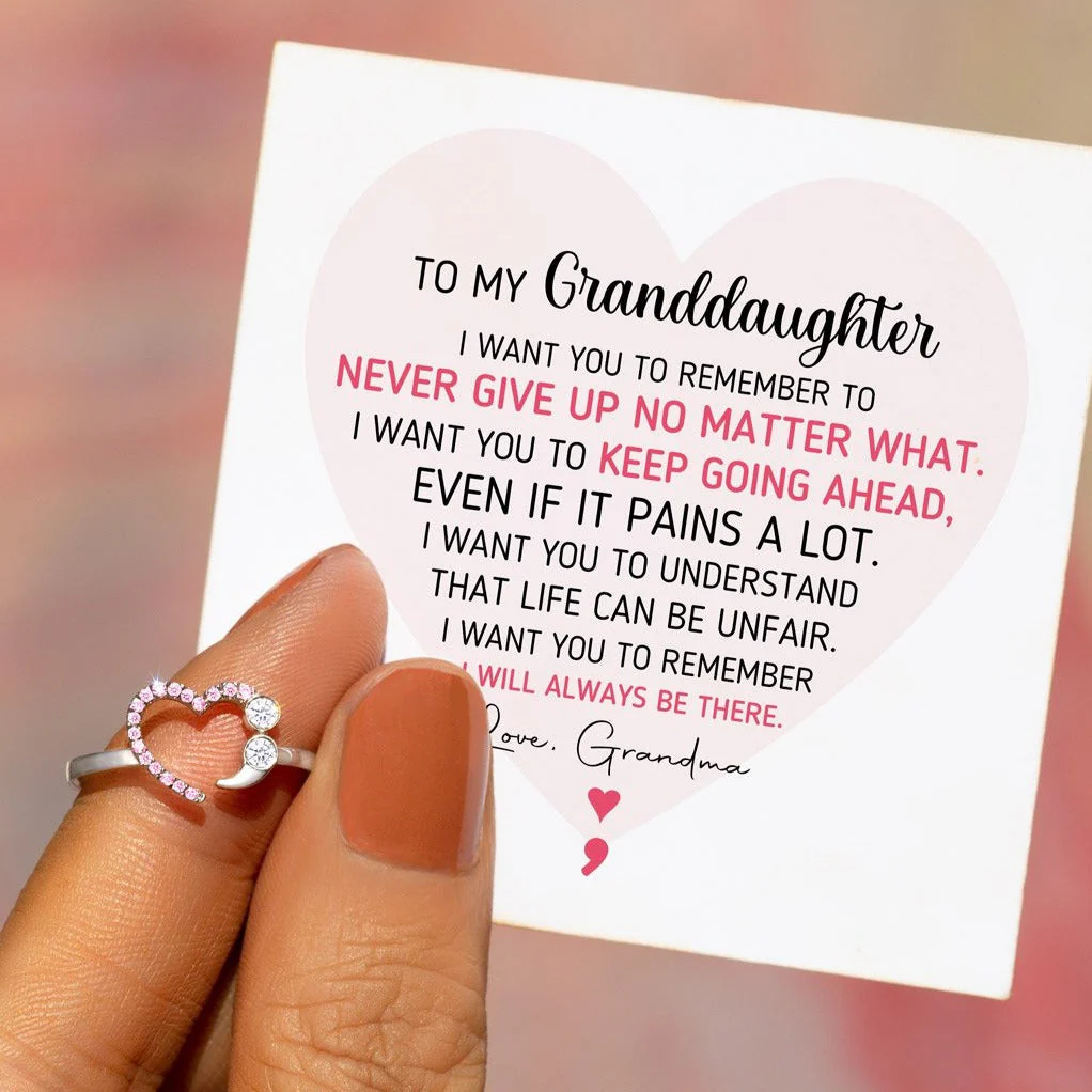 Granddaughter Never Give Up No Matter What Semicolon Ring - Image 3