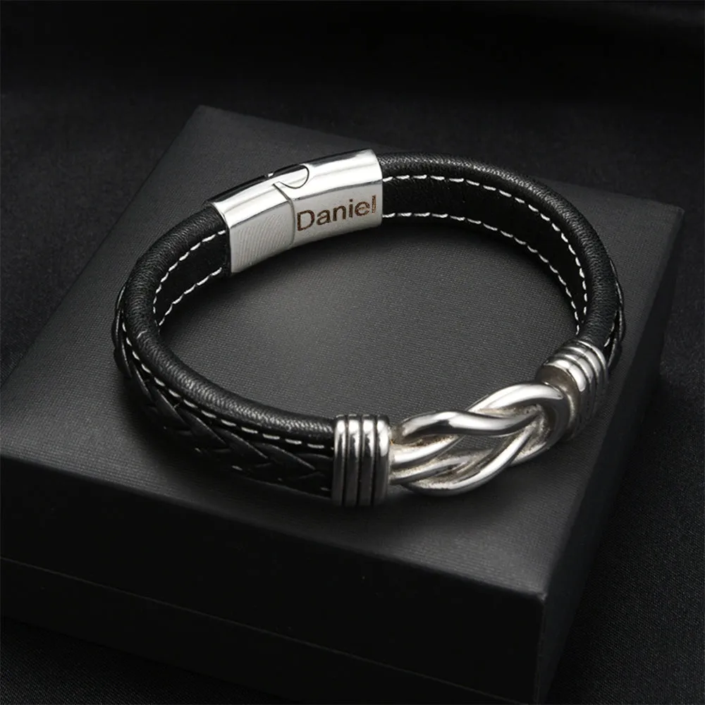 To My Grandson- Keep Me In Your Heart Leather Bracelet - Image 5