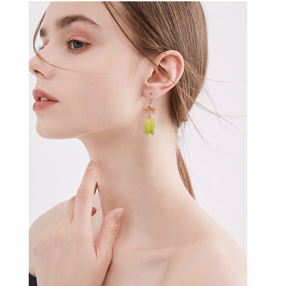 Green Lily of the Valley Flower Earrings - Image 4