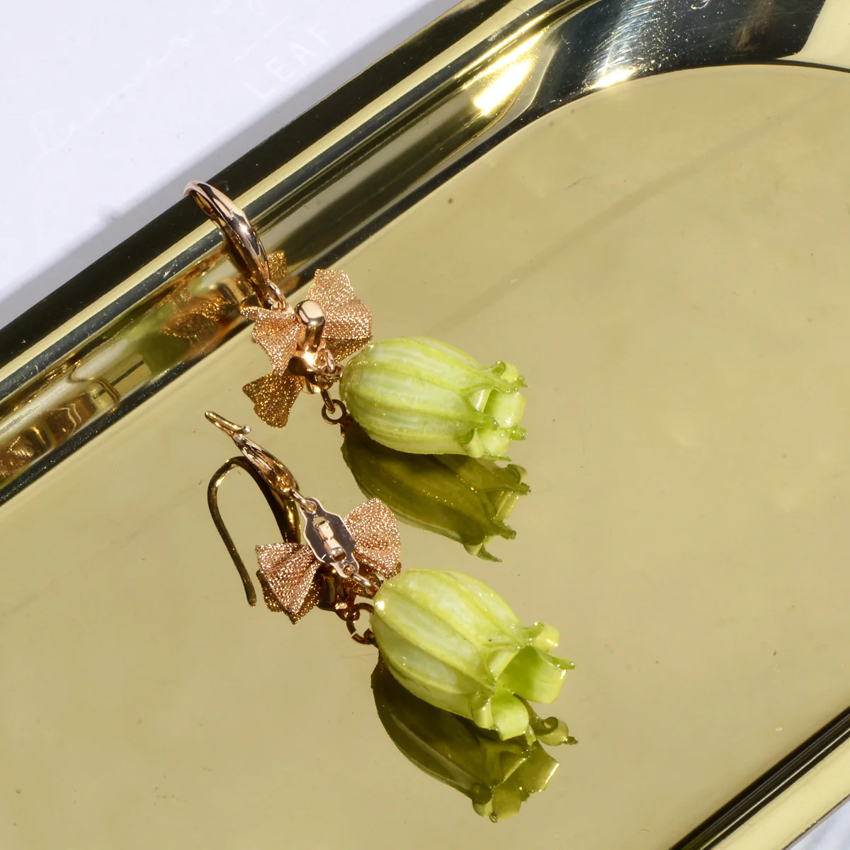 Green Lily of the Valley Flower Earrings - Image 5