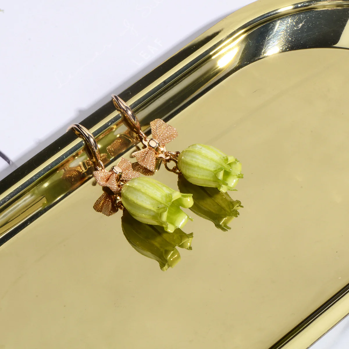 Green Lily of the Valley Flower Earrings - Image 7