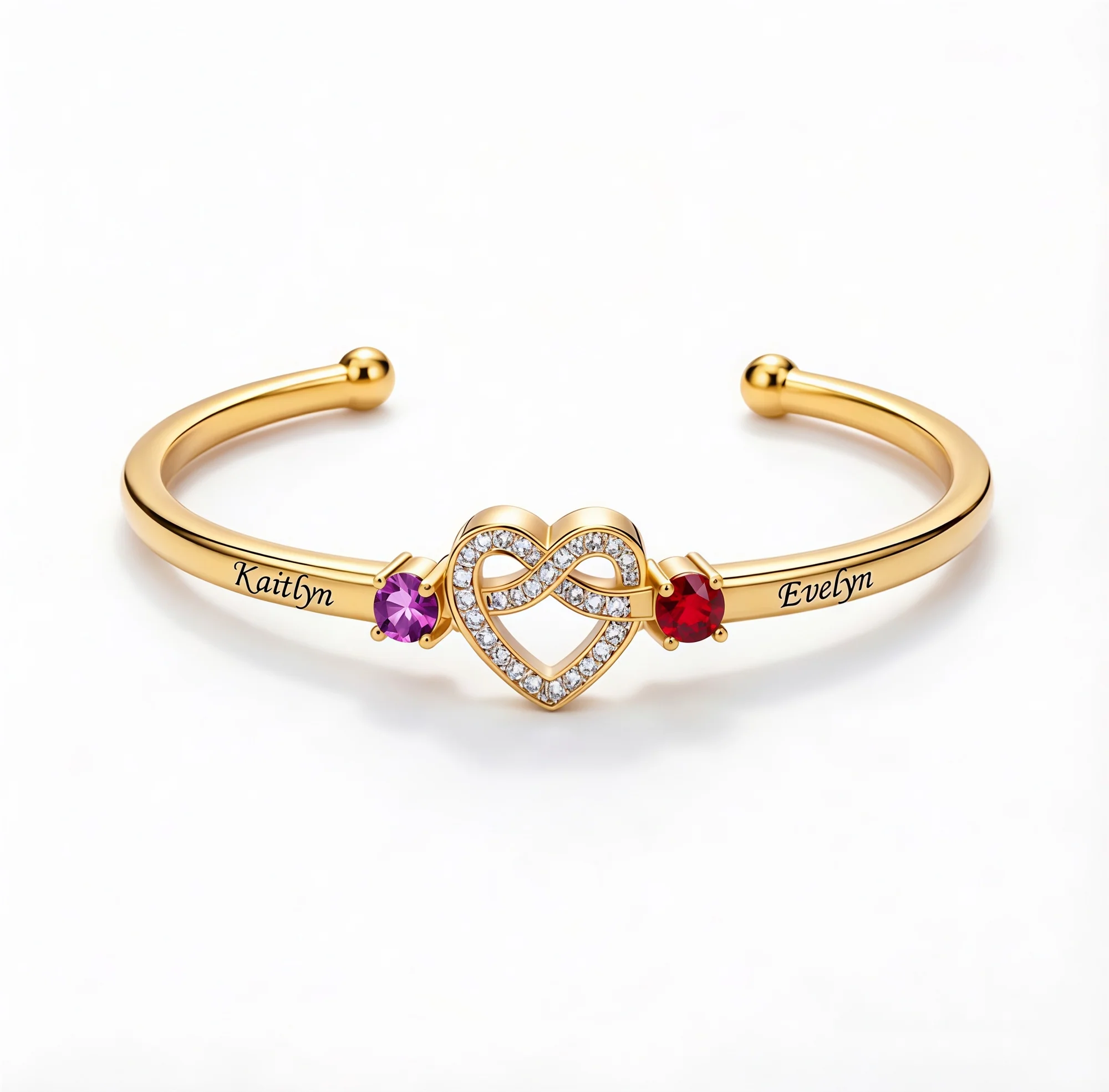 Mother And Daughter Heart Custom Birthstone&Name Bracelet - Image 9