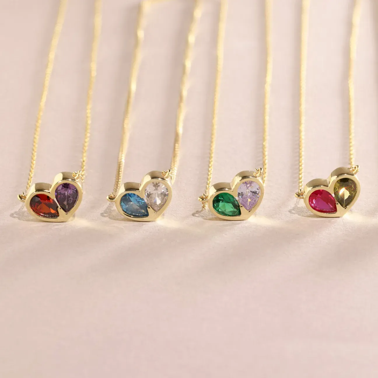 FOR UNBIOLOGICAL DAUGHTER - FOREVER LINKED TOGETHER CUSTOM HEART BIRTHSTONES BRACELET - Image 3