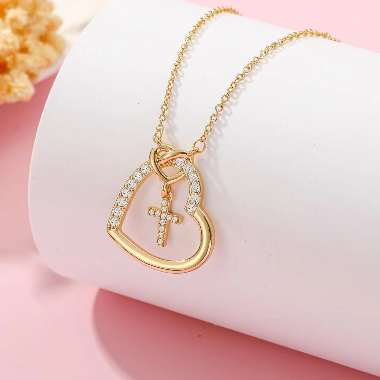 For Love- We Will Meet Again Heart Cross Necklace - Image 2