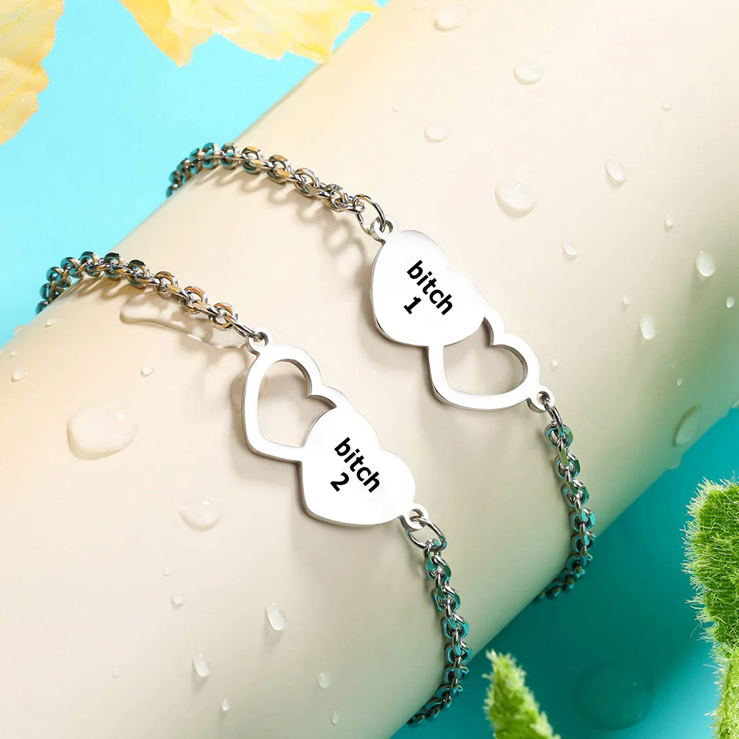 For Friend -You're My Favorite Bitch Heart Set Bracelet - Image 10