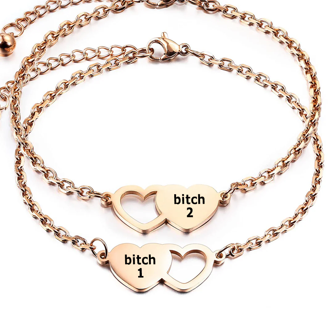 For Friend -You're My Favorite Bitch Heart Set Bracelet - Image 11