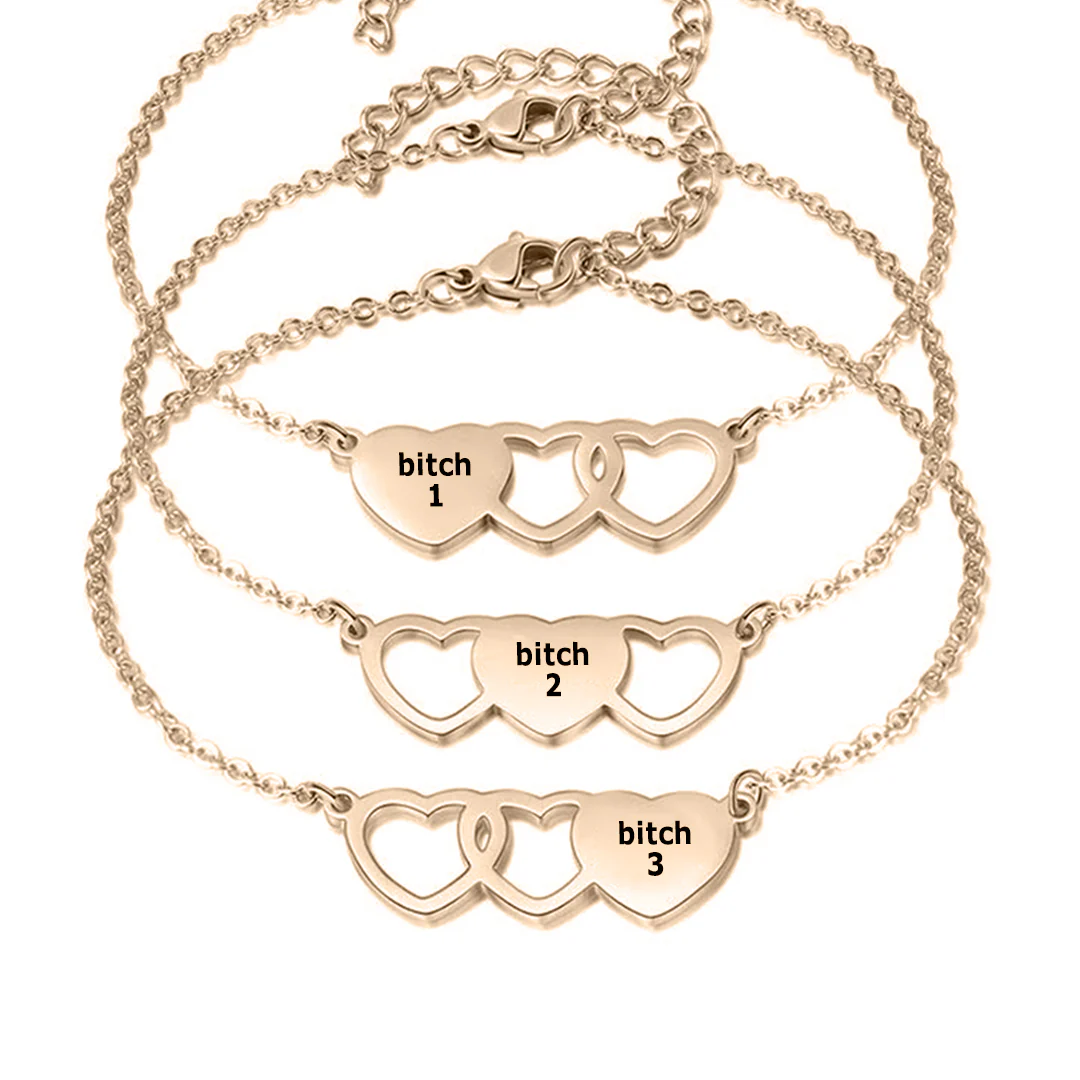 For Friend -You're My Favorite Bitch Heart Set Bracelet - Image 12