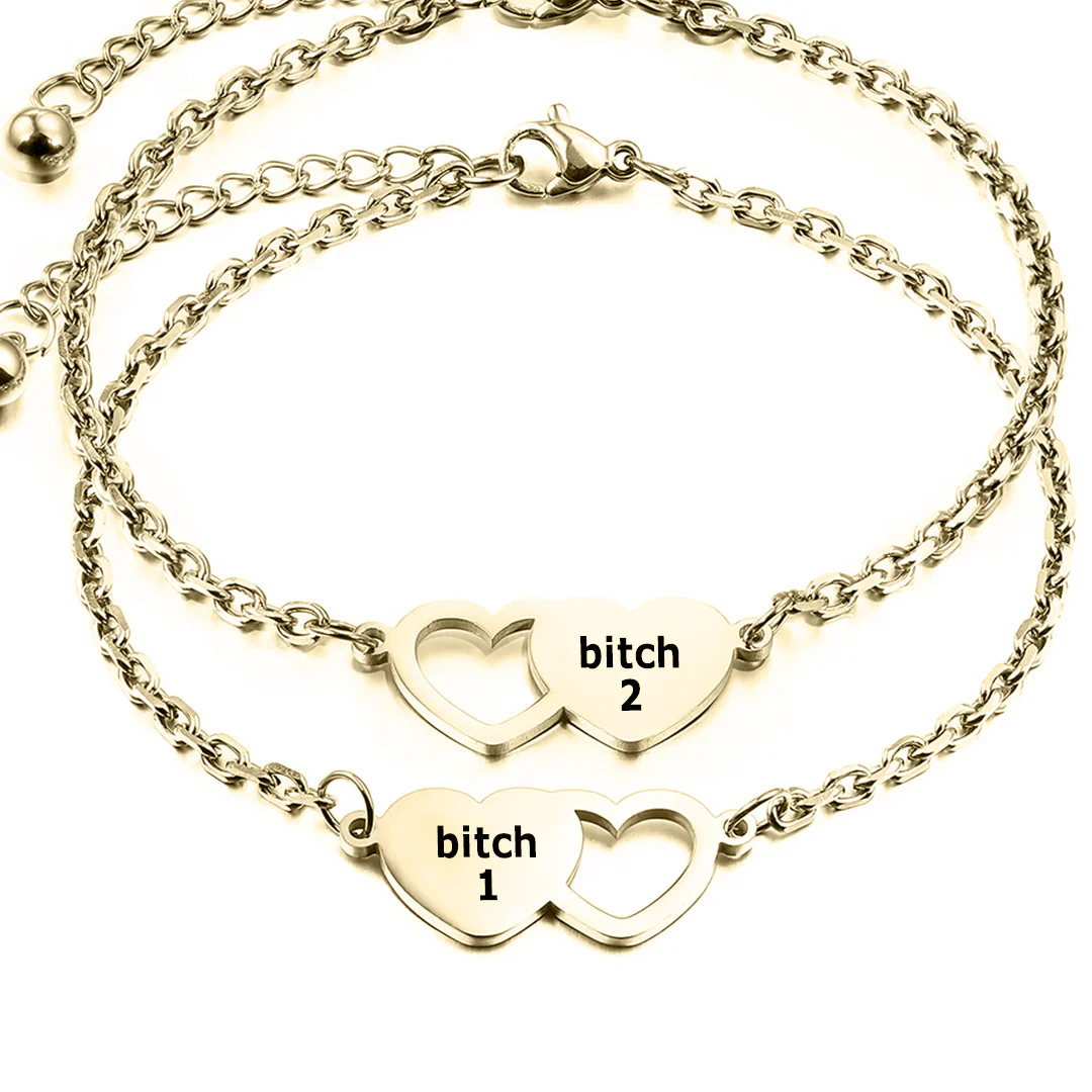 For Friend -You're My Favorite Bitch Heart Set Bracelet - Image 16