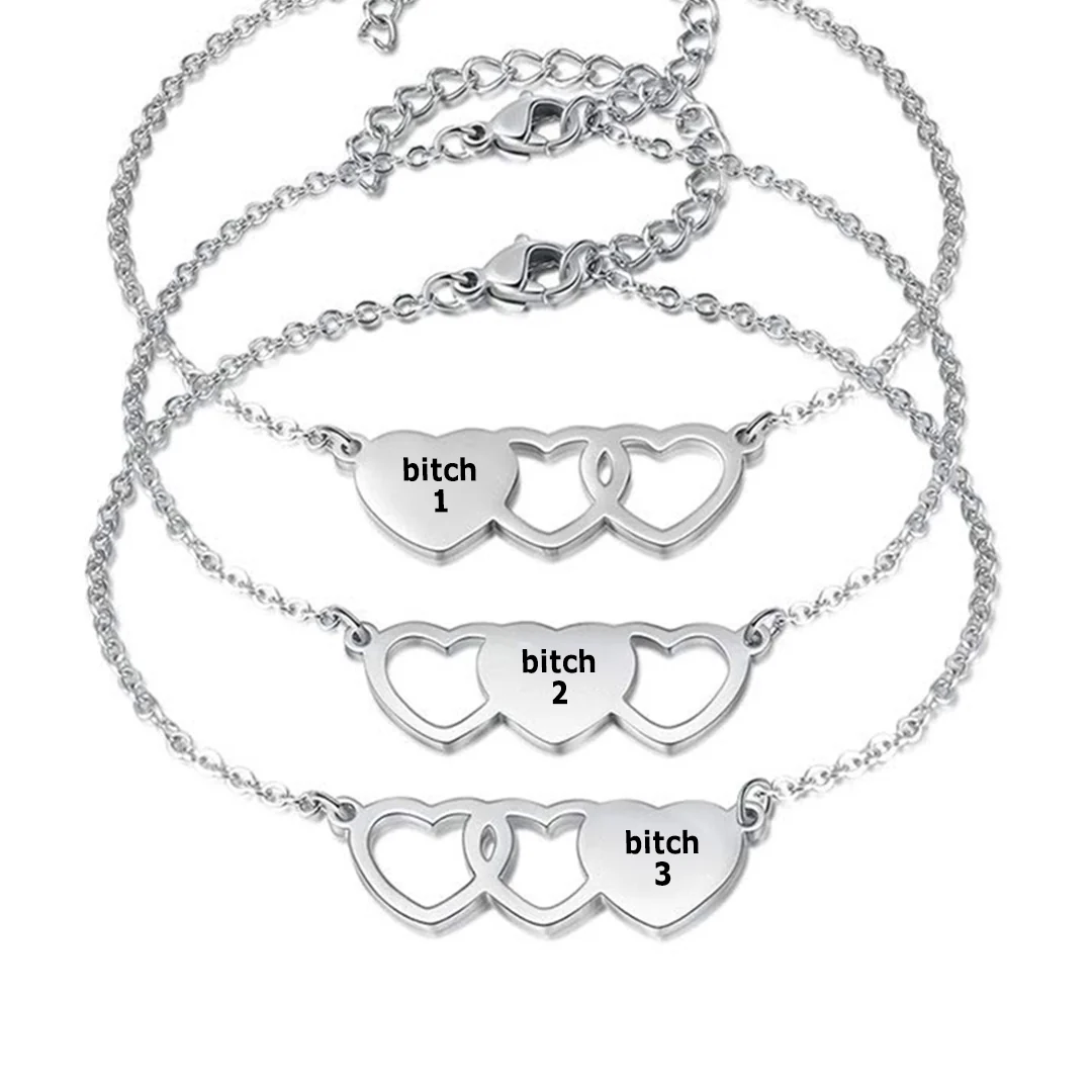 For Friend -You're My Favorite Bitch Heart Set Bracelet - Image 3