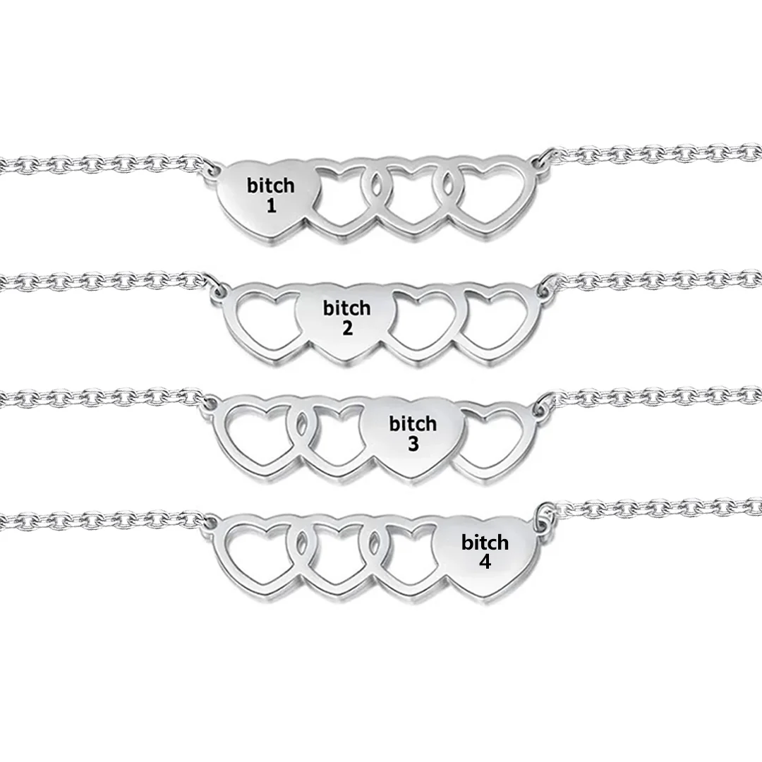 For Friend -You're My Favorite Bitch Heart Set Bracelet - Image 4