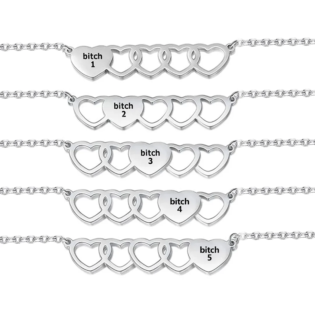 For Friend -You're My Favorite Bitch Heart Set Bracelet - Image 5