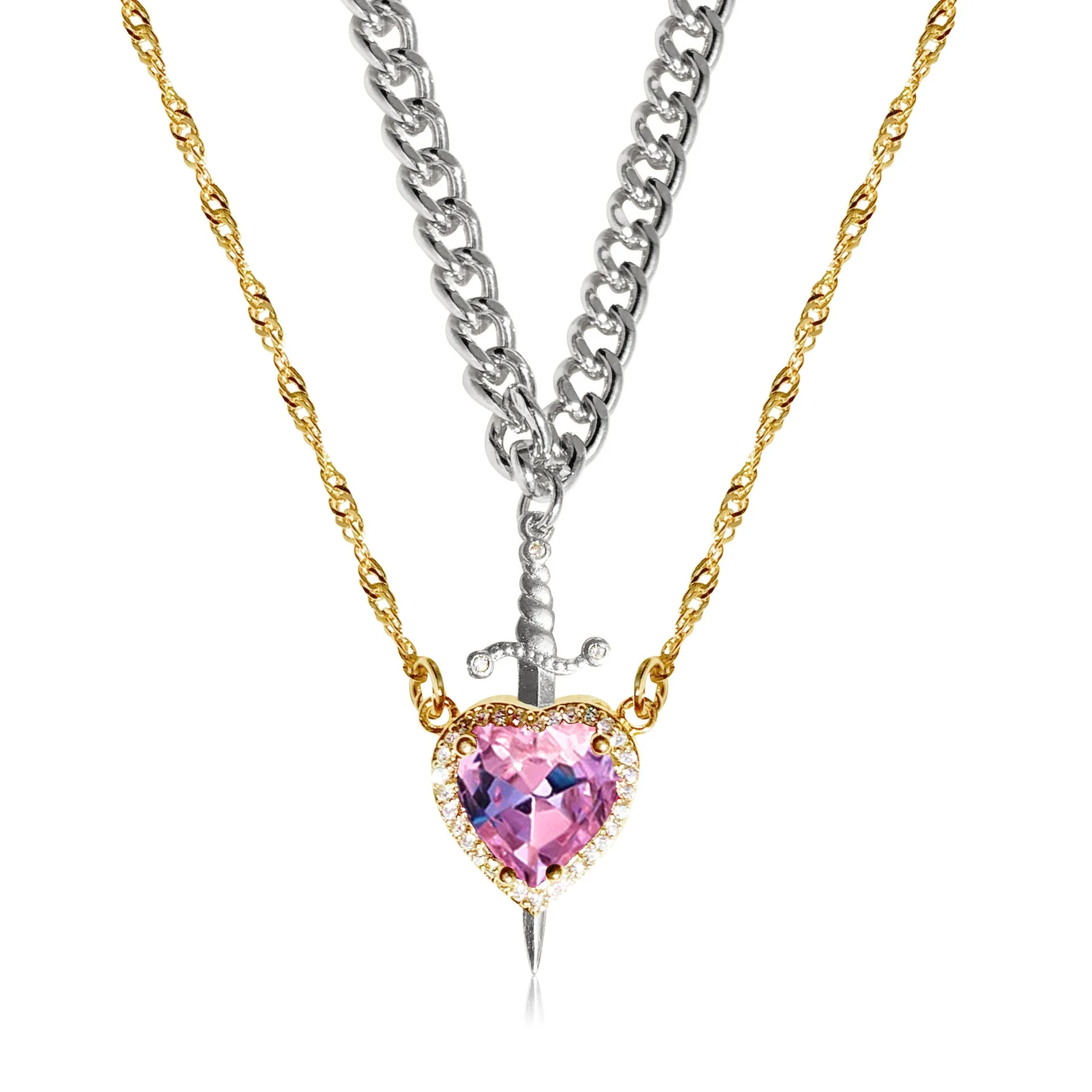 Heart and Sword Pendant Necklace - Couple Necklaces - Image 12