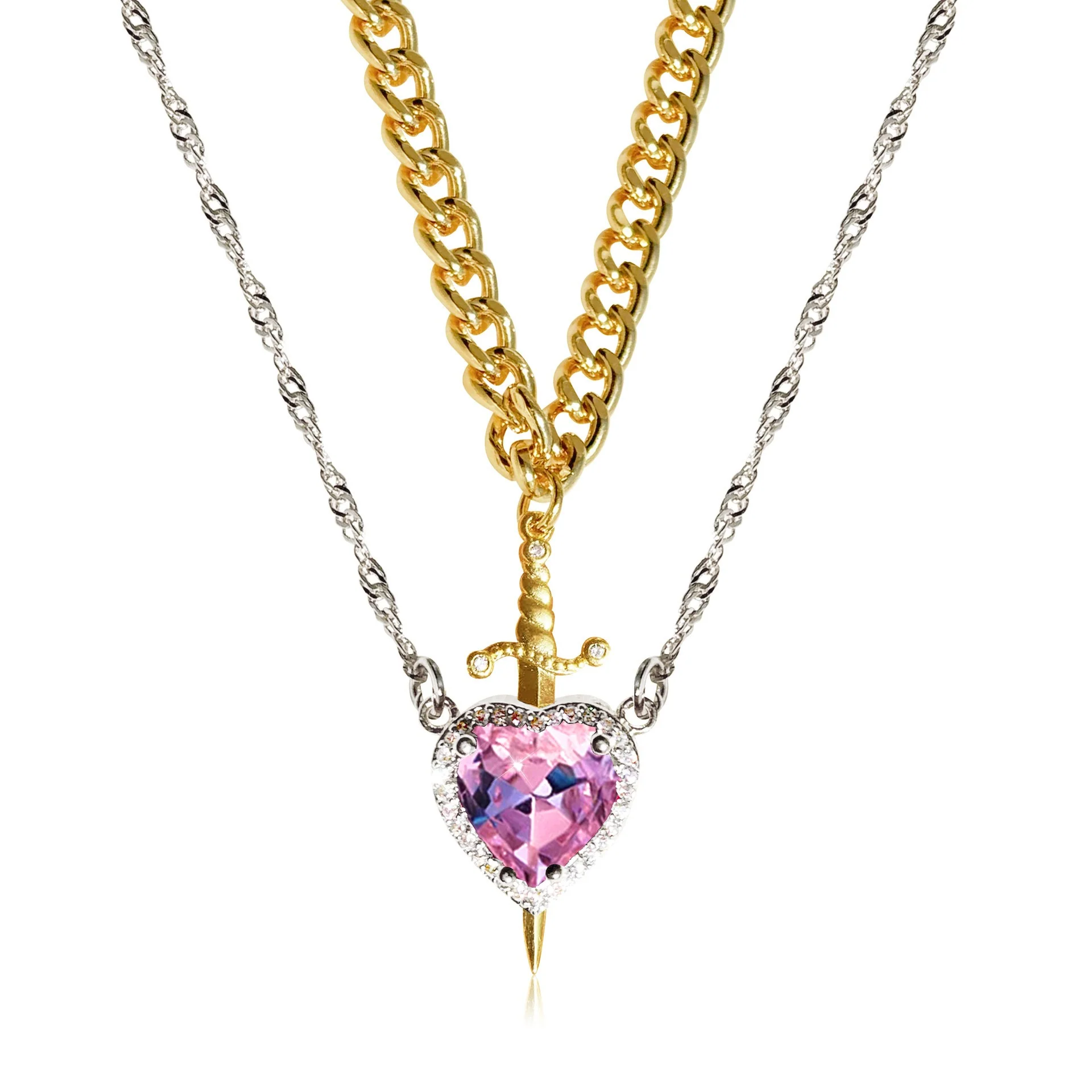 Heart and Sword Pendant Necklace - Couple Necklaces - Image 13