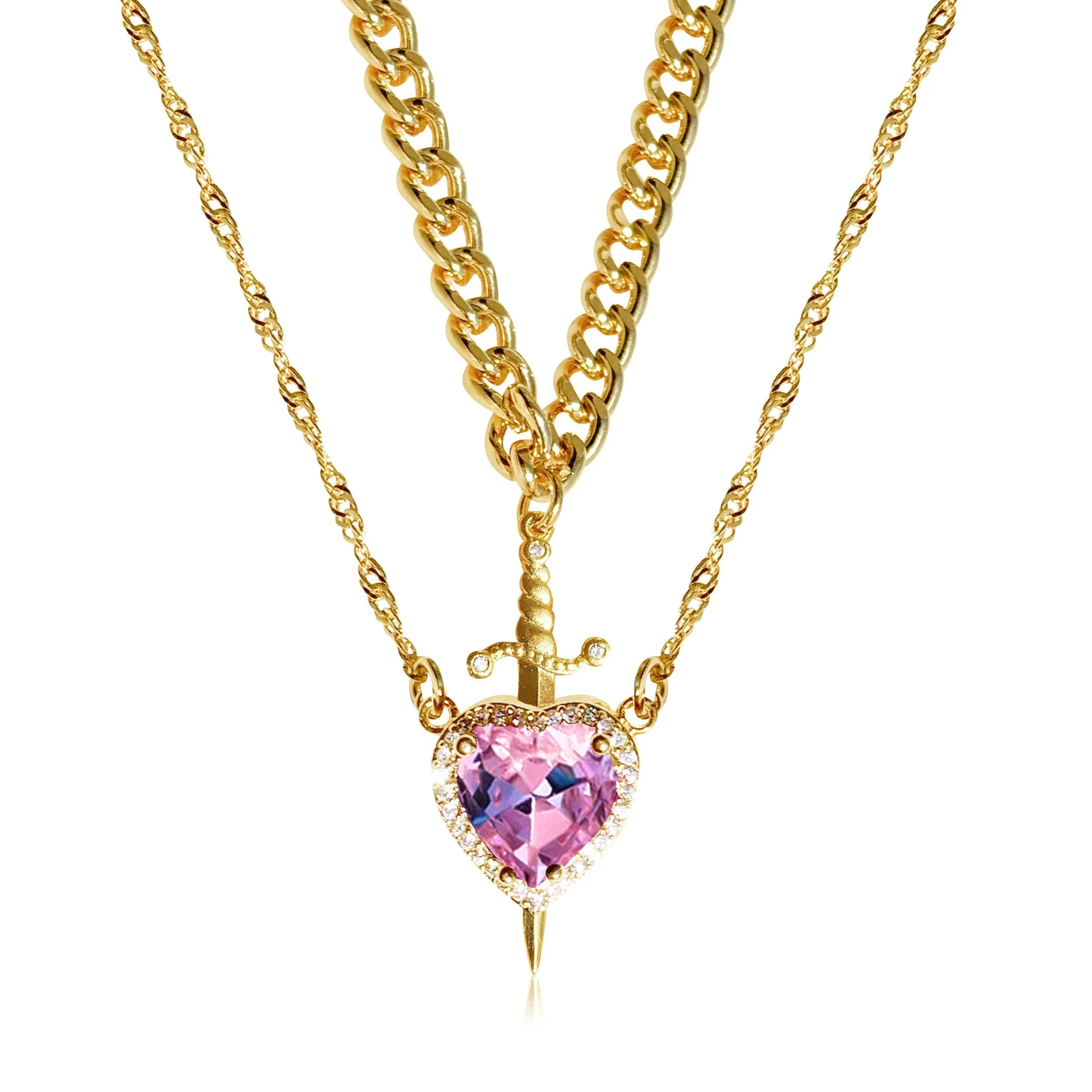 Heart and Sword Pendant Necklace - Couple Necklaces - Image 14