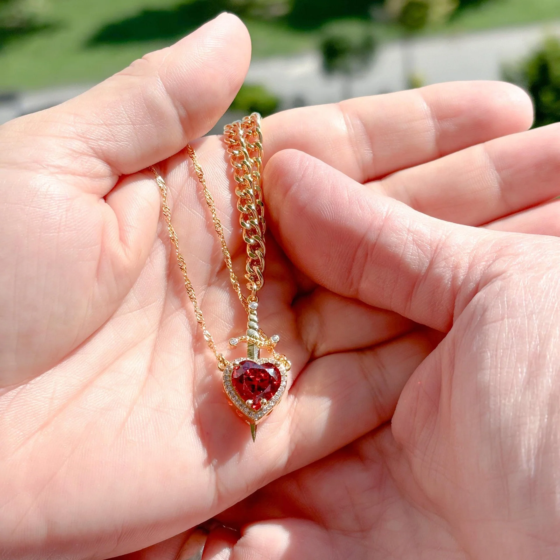Heart and Sword Pendant Necklace - Couple Necklaces - Image 2