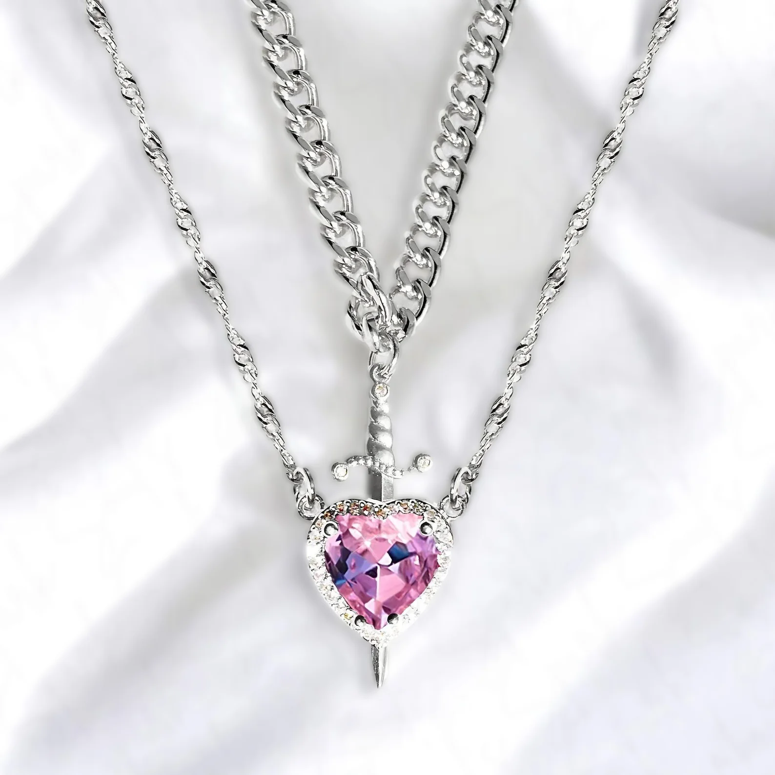Heart and Sword Pendant Necklace - Couple Necklaces - Image 6