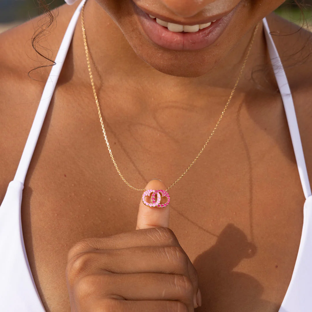 Best B♥tches Linking Hearts Circle Birthstone Necklace - Image 3