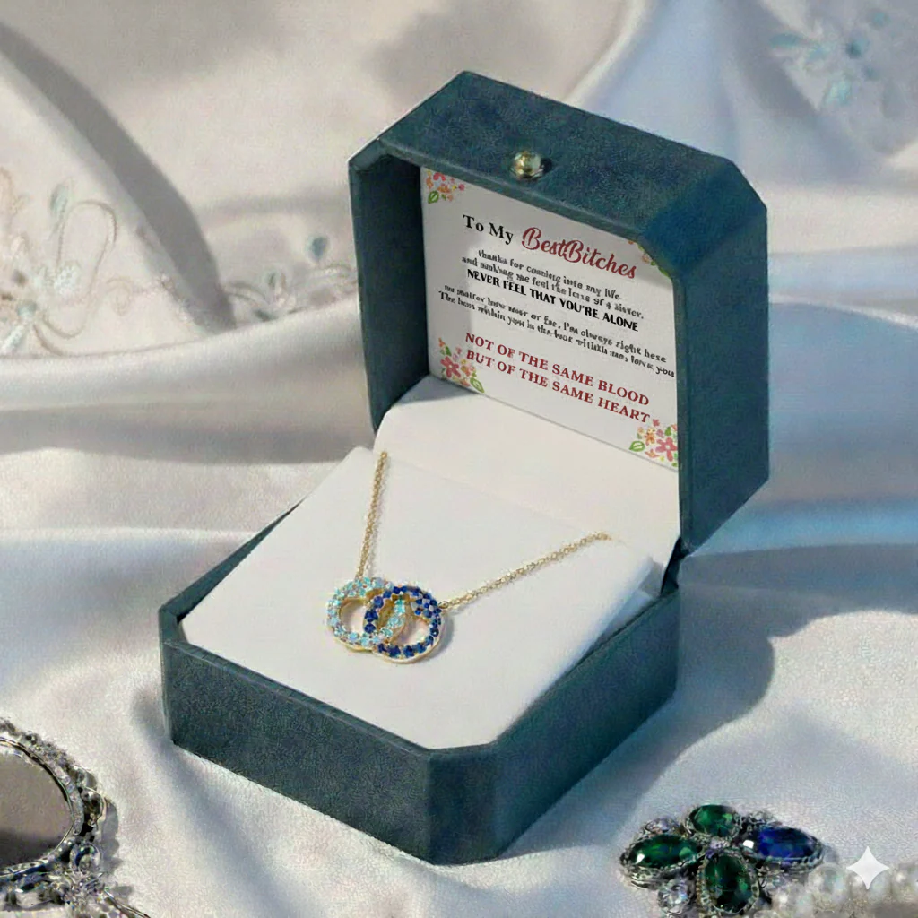 Best B♥tches Linking Hearts Circle Birthstone Necklace - Image 8