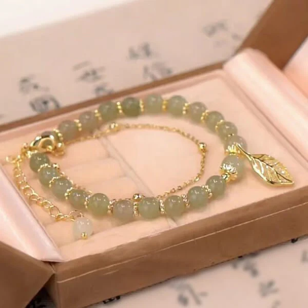 Hetian Jade Gold Leaf Bracelet - Image 10