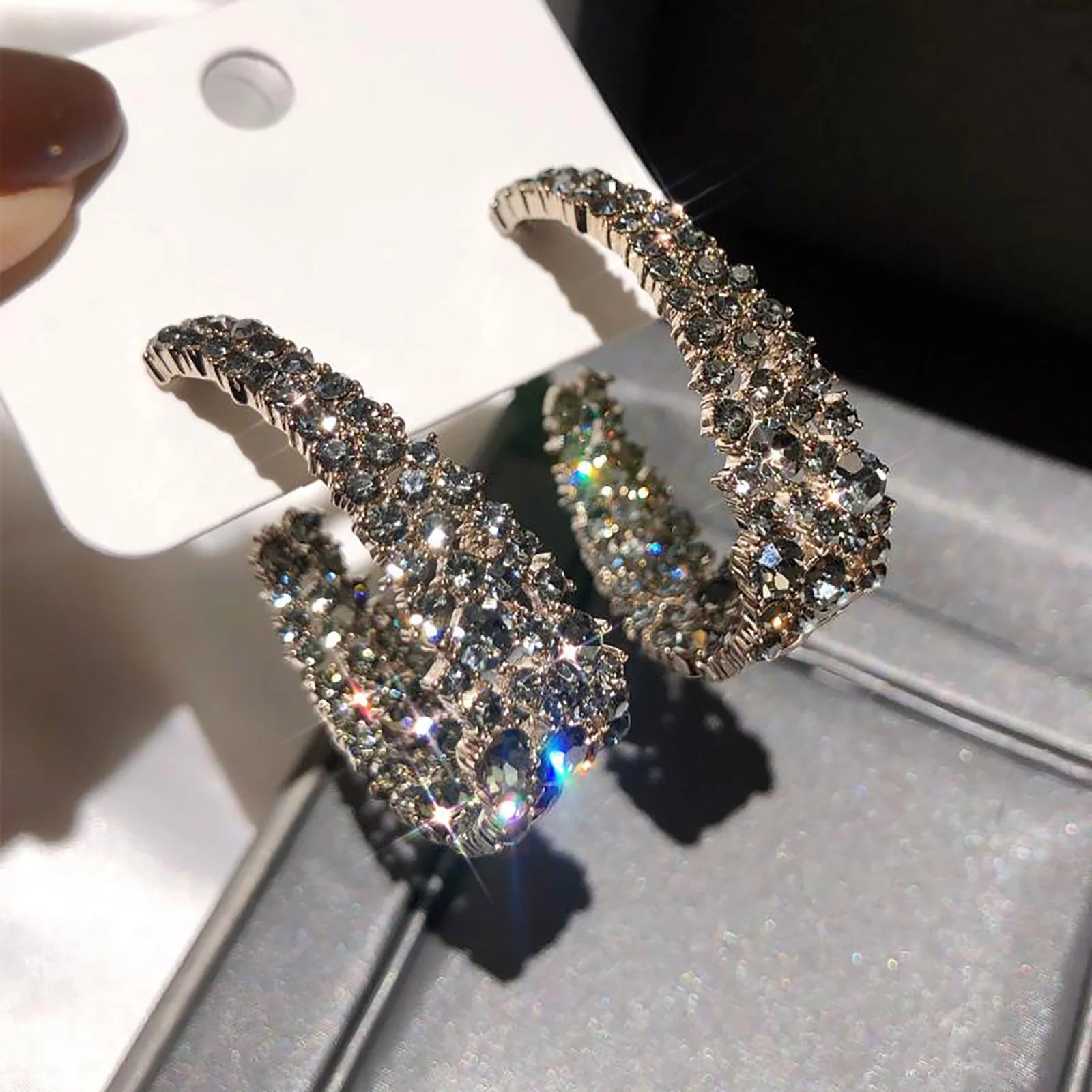 Retro Baroque Sparkling Hoop Earrings - Image 6