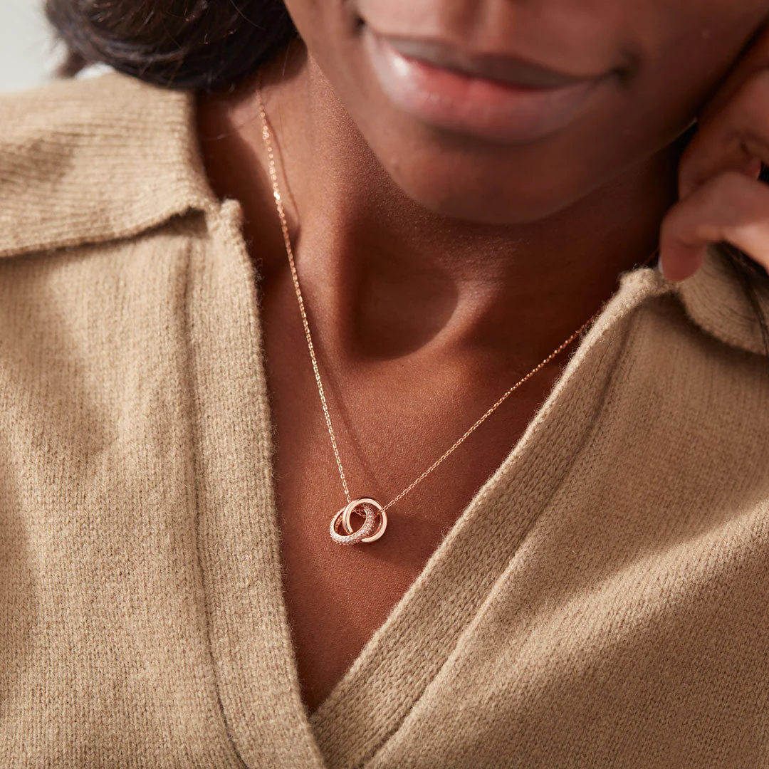 925 Sterling Silver Mother & Daughter Bond That Links Us Together Interlocking Necklace - Image 2